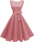 Women Boatneck Sleeveless Swing Vintage 1950s Cocktail Dress New