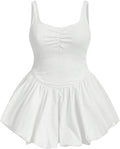 Women Plus Size Sleeveless Bubble Dress Ruched Rib Knitted A Line Mini Dresses