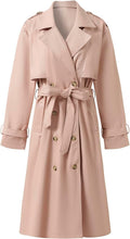 Women Double Breasted Trench Coats Classic Lapel Collar Overcoat Long Jacket with Belt