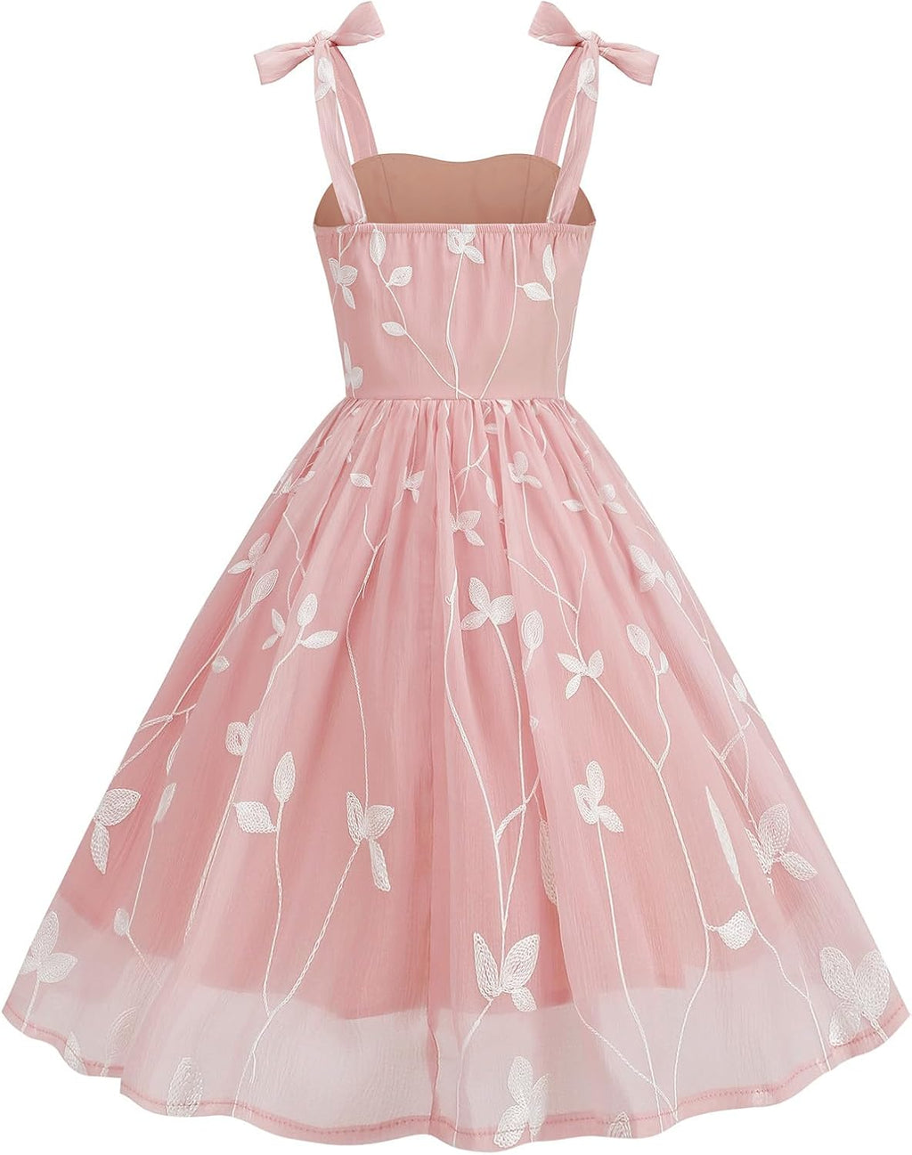 Silk Embroidered Dress for Women Summer Bow Tie Spaghetti Strap Tulle Prom Dress Short A line Cocktail Evening Party Dress
