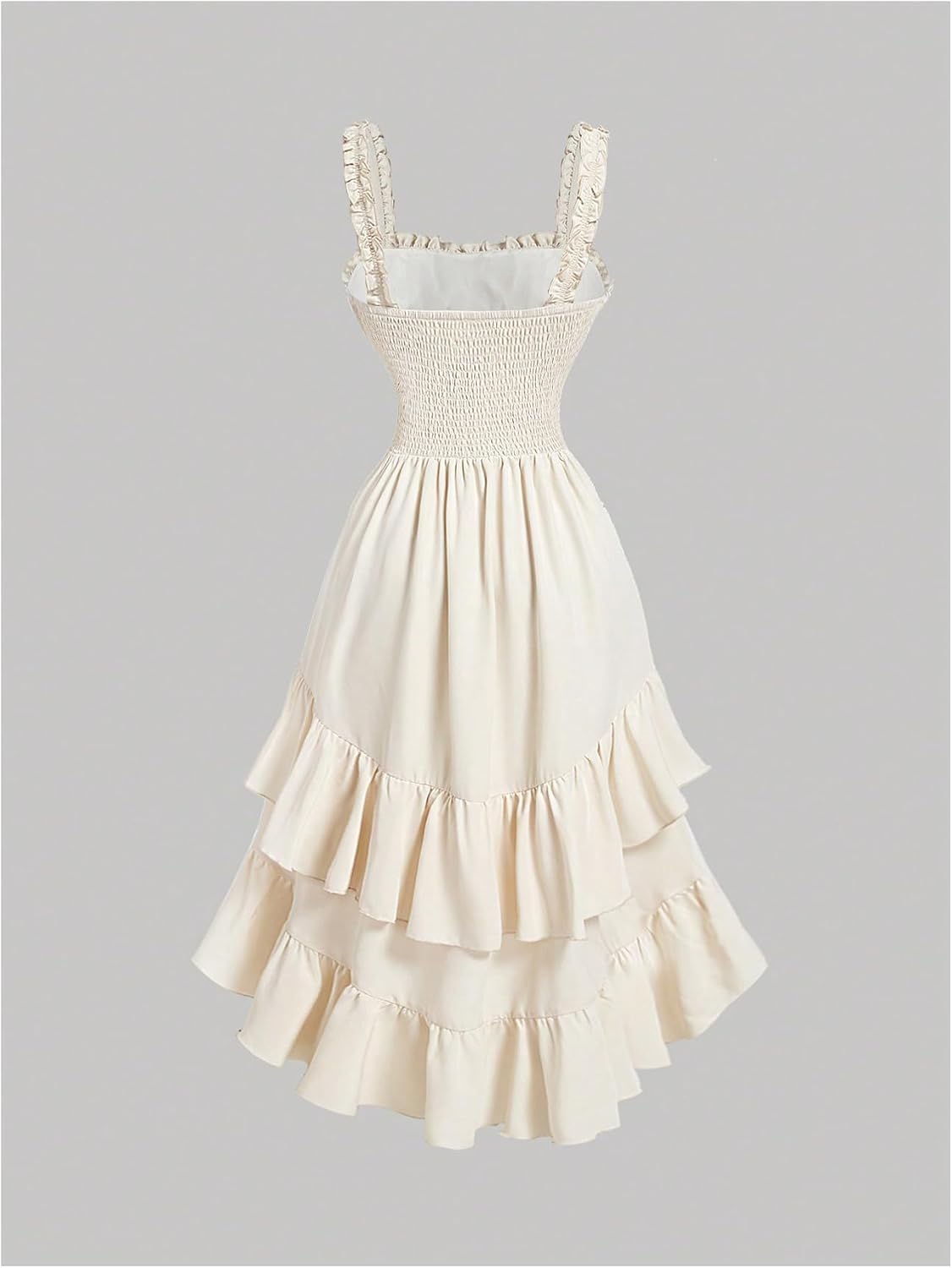 Women Layered Ruffle Hem Dress Sleeveless Ruched Asymmetrical Long Party Dresses