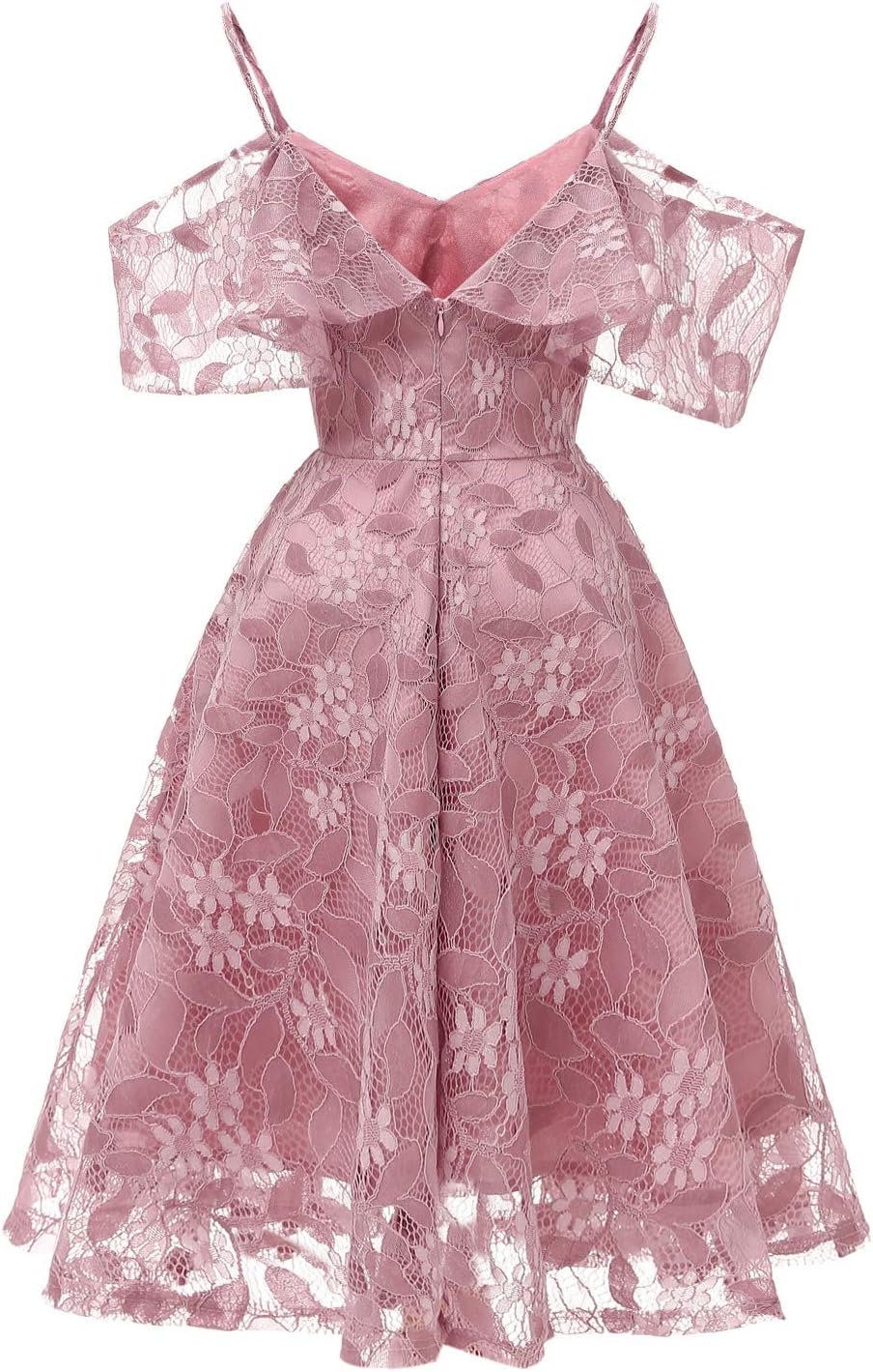 Women Vintage Lace Floral Wedding Party Dress Short Aline Cocktail Swing Dress