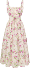 Floral Dress for Women  Corset Milkmaid Dresses Casual Summer Sundress with Pockets