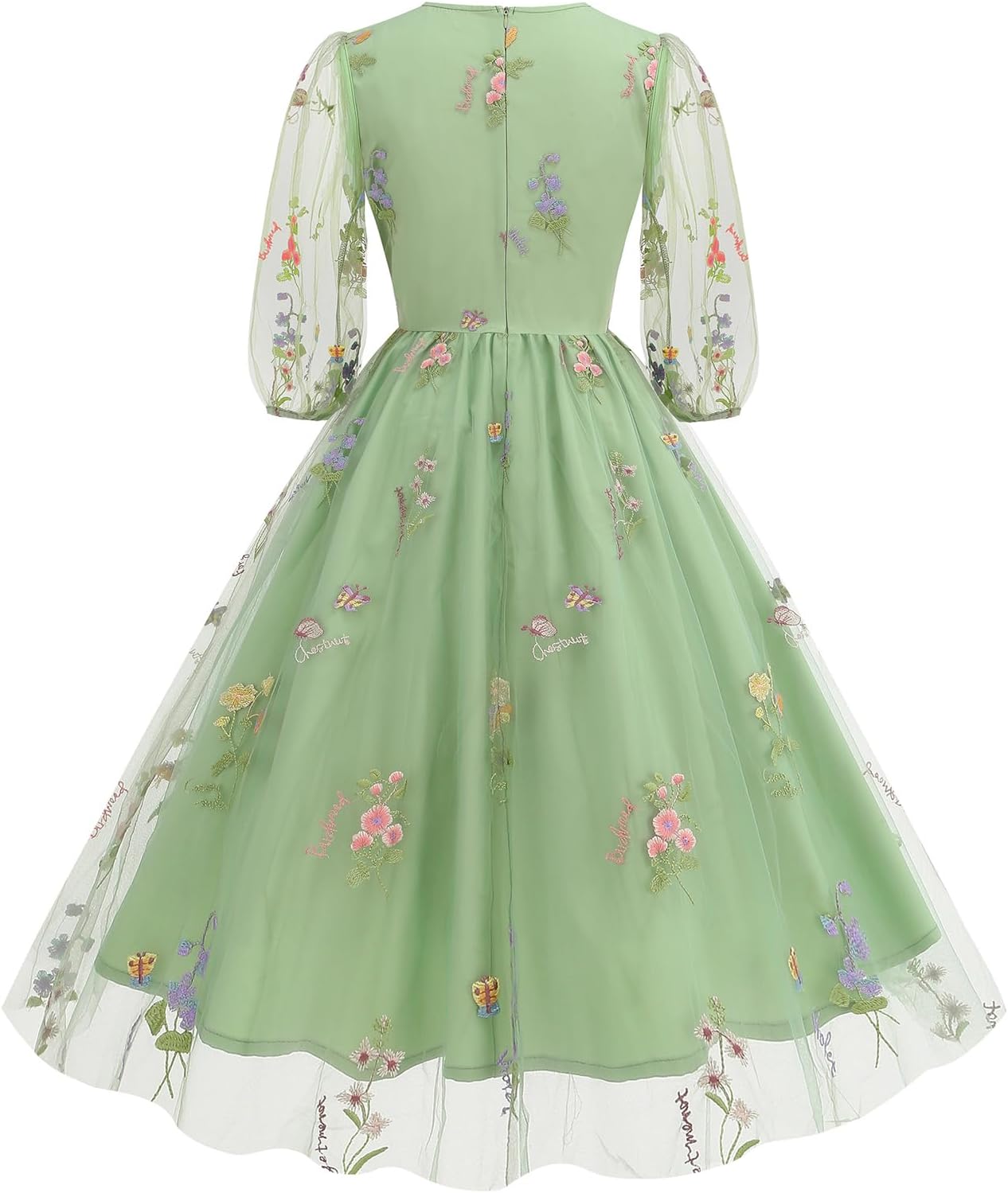 Women Half Sleeve Flower Embroidery Tulle Prom Dress Formal Party Gown Wrap V Neck Flare A Line Wedding Guest Cocktail Dress