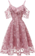Women Vintage Lace Floral Wedding Party Dress Short Aline Cocktail Swing Dress
